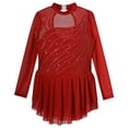 thumbnail image 3 of Alvivi Kids Girls Figure Ice Skating Leotard Dress Long Sleeve Gymnastic Dance Competition Costume Burgundy 14, 3 of 7