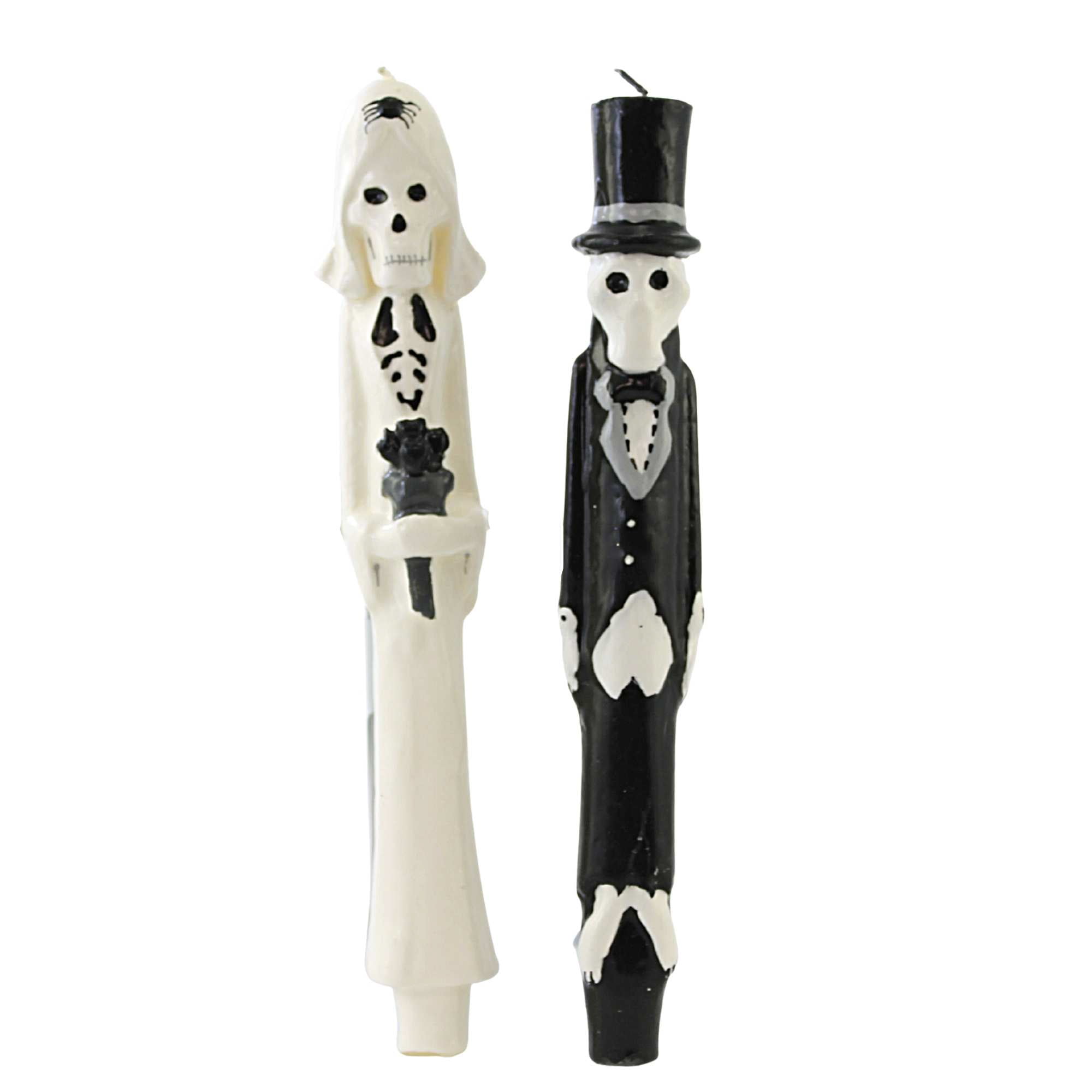 Halloween Newlydeads Taper Candle Wax Bride Groom Wedding Skeletons Ne0372