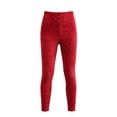 thumbnail image 4 of TEAJOPSUU Womens High Waist Ribbed Leggings Button Front Slim Fit Stretchy Yoga Pants Fall Winter Warm Knitted Tummy Control Leggings Red, 4 of 5