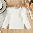 thumbnail image 2 of Favoffer Toddler Girl Shirts Ruffle Long Sleeve Baby Girl Cotton T-Shirts Kids High-Neck Base Layer Blouse, Ribbed Toddler Girl Tee Tops 2-Pack 2-8Y, 2 of 4