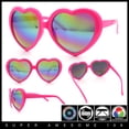 thumbnail image 3 of Womens Lolita Rainbow Mirror Lens Thick Plastic Heart Shape Sunglasses Fuchsia, 3 of 8