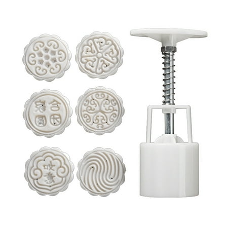 

50/75g Mooncake Mold 4/6 Stamps Cookie Cutter Hand Press Green Bean Cake Pastry Mould DIY Bakeware Mid-autumn Festival