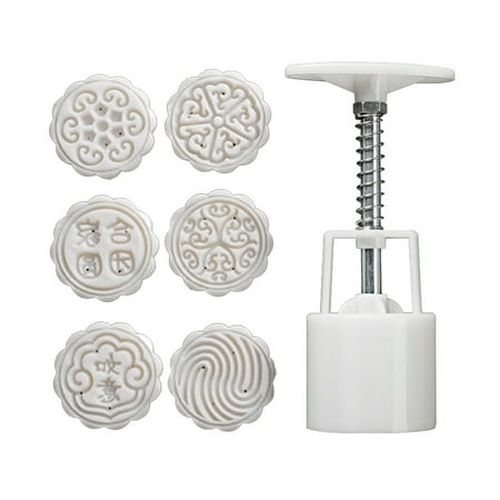 

HeroNeo 50/75g Mooncake Mold 4/6 Stamps Cookie Cutter Hand Press Green Bean Cake Pastry