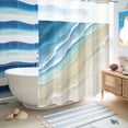 thumbnail image 5 of No Hook Shower Curtain, Blue Beach Coastal Shower Curtains for Bathroom with See Through Top Window, Summer Ocean Nautical Seaside Waterproof & Washable Bath Curtain 60"x72", 5 of 9