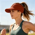 thumbnail image 2 of Womens Summer Hollow Visor Wide Large Brim UV 50+ Protection for Women Lightweight Pleated Beach Sports Pony Tail Sunblock Cap Hat, 2 of 6