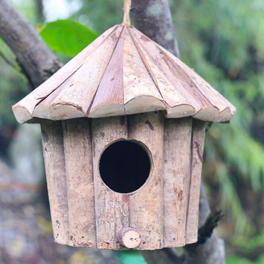 Natural Bamboo Pet Bird Nest Birdhouse Handmade Outdoor Garden Birdcage Cage 