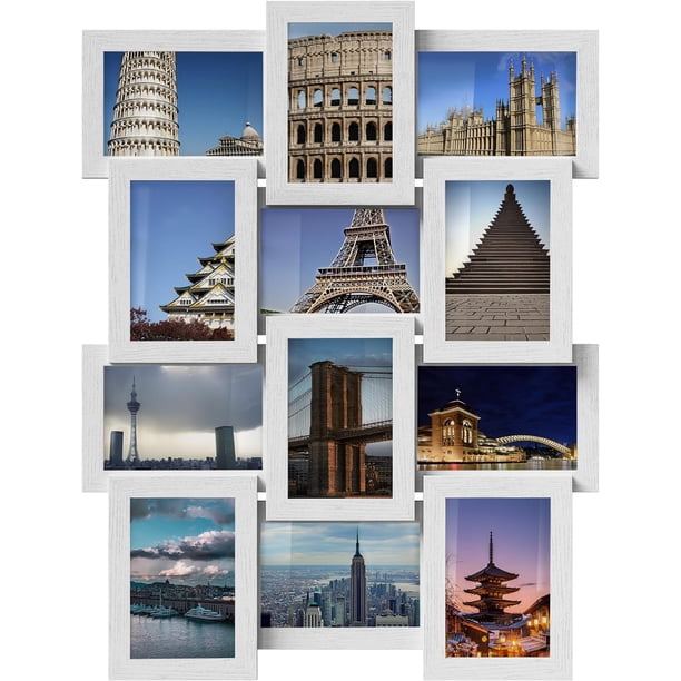 SONGMICS Portarretratos 12 Fotos Collage Montaje Fácil Marco 10x15 cm