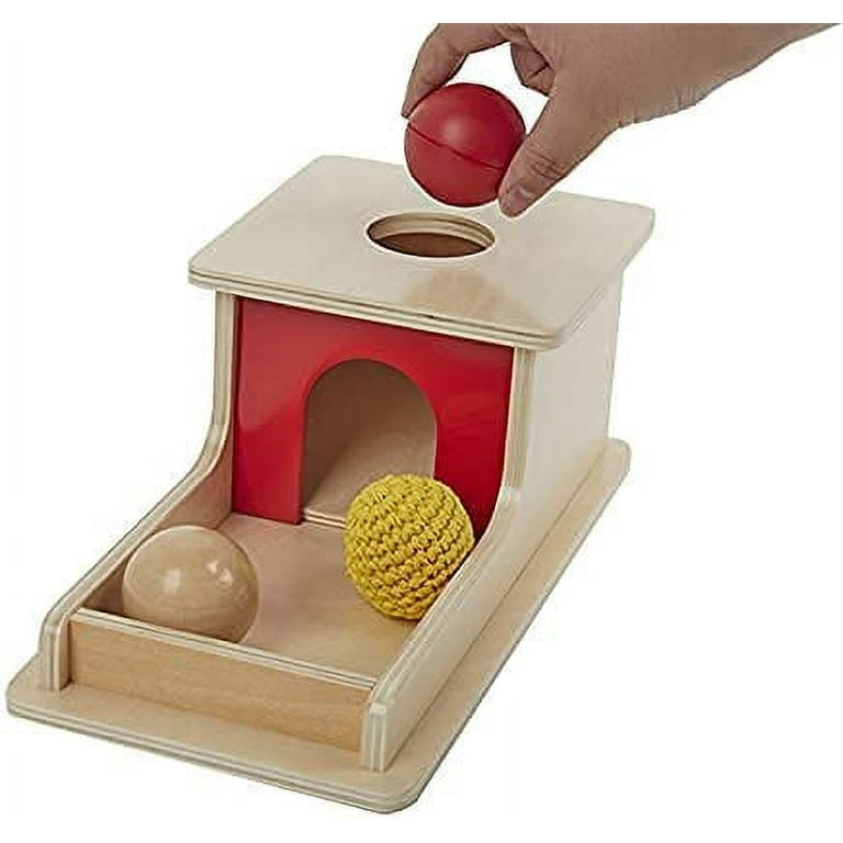Adena Montessori Object Permanence Box with Tray Three Balls (Wood