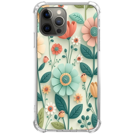 Floral Pattern Case for iPhone 12 Pro Max,Aesthetic Colourful Flower Plant Case for Men Women,Unique Soft TPU Bumper Case Cover