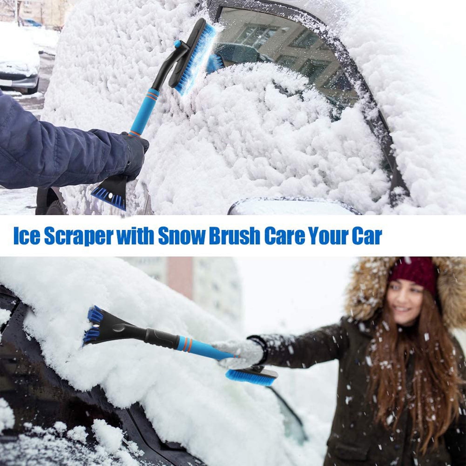 1x Outdoor Car Windshield Ice Frost Scraper Brush Combo Snow Remover Accessories