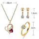 thumbnail image 3 of Love Heart Pendant Necklace Rhinestone Inlaid Earrings Ring Women Jewelry Set, 3 of 5