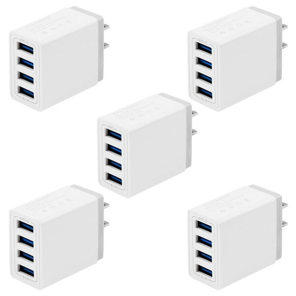 Wall Charger Plug, 5-Pack 3.1A 4-Muti Port USB Adapter Power Plug Charging Station Box Base Replacement for iPhone 11 Pro Max/X/8/7, iPad, Samsung Phones and More USB Wall Charging Block