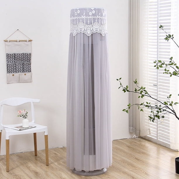 Nvzi Cubierta universal para aire acondicionado, cubierta cilíndrica vertical con borde de hilo para aire acondicionado, cubierta antipolvo, altura 175 cm, aire acondicionado universal (gris)