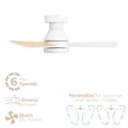 thumbnail image 5 of Aero 32in 3-Blade Smart Flush Mount Fan 2700K-6000K CCT Tunable Range LED Light Kit with Remote Control and White Hardware with Reversible Blades Natural Wood or White Works With iOS or Android App, 5 of 10