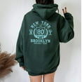 thumbnail image 5 of NEW YORK BROOKLYN Front Back Graphic Unisex Fleece Hooded Sweatshirt, 5 of 10