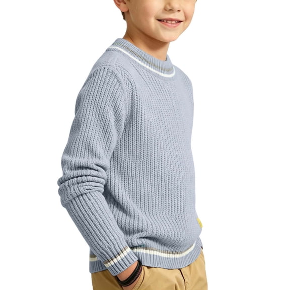 yillto Boys Sweaters Long Sleeve Knit Pullover Crewneck Fall Winter Top Sweater for Kids 1-11 Years