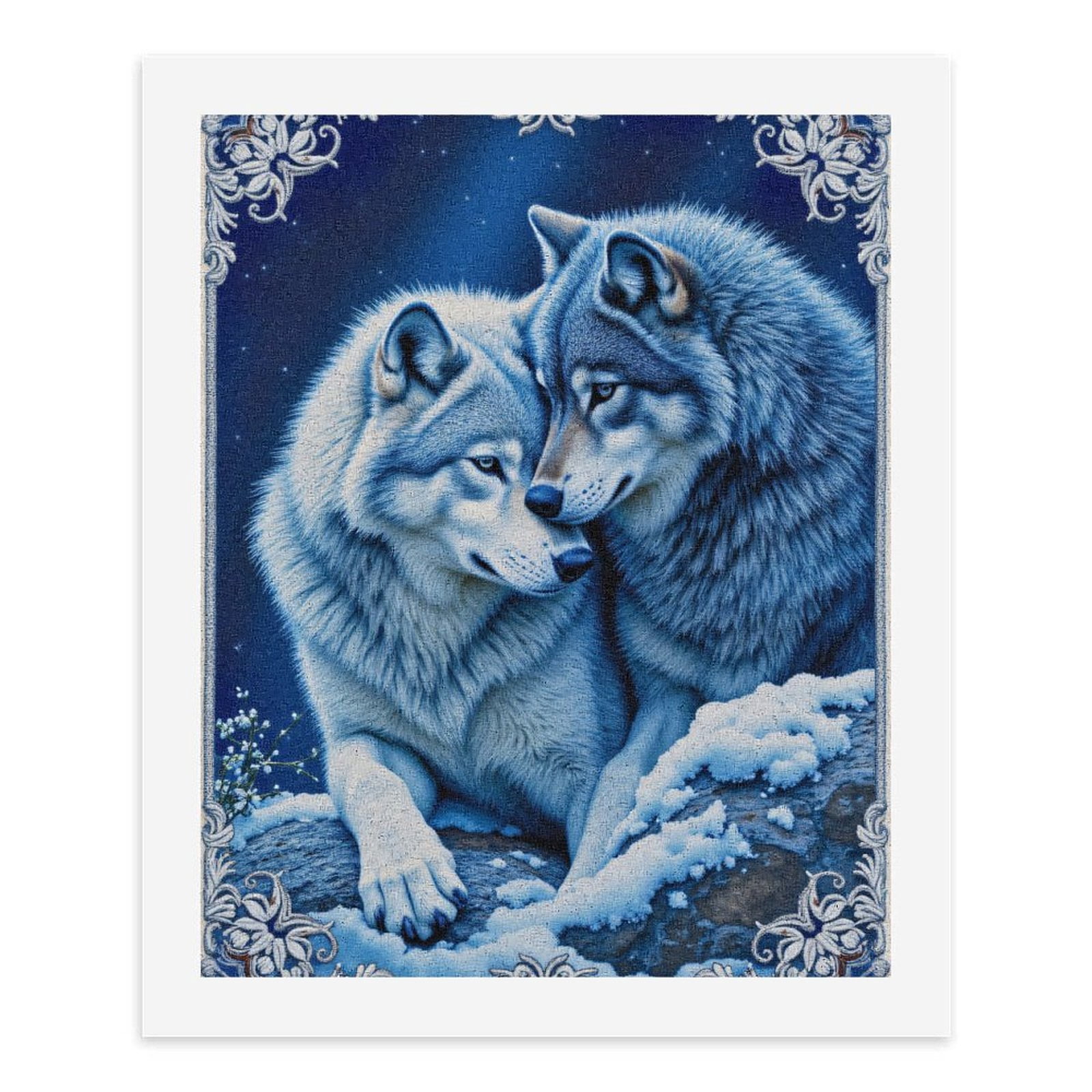 Paint by Numbers Kit for Adults, Winter Wolves Embrace Under Stars Paint by Numbers, Easy Paint by Numbers Kit for Adults Beginner, DIY Adult Paint by Number Kits on Canvas, Home Decor