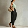 thumbnail image 2 of Morttic Women's Solid Color High Waist Pleated Jogger Pants – Cuffed Ankle Lantern Trousers with Side Pockets Summer Daily Wear Black，S, 2 of 4