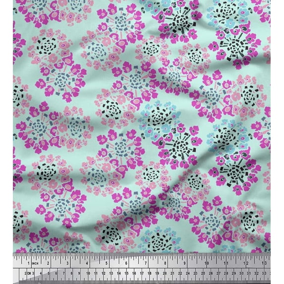 Soimoi Cotton Duck Fabric Flower Artistic Decor Fabric Printed Yard 56 Inch Wide