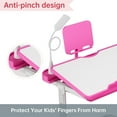 thumbnail image 6 of Yinleader Kids Study Desk and Chair Set Height Adjustable Children School Study Drawing Desk Chair with LED Lamp, Tilt Desktop, Storage Drawer, Book Stand Pink, 6 of 18
