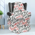 thumbnail image 4 of Valentines Soft Flannel Fleece Throw Blanket, Hand Drawn Love Lettering Doodle Style Design with Brush Stroke Effect, Cozy Plush for Indoor and Outdoor Use, 70" x 90", Black Red White, by Ambesonne, 4 of 5