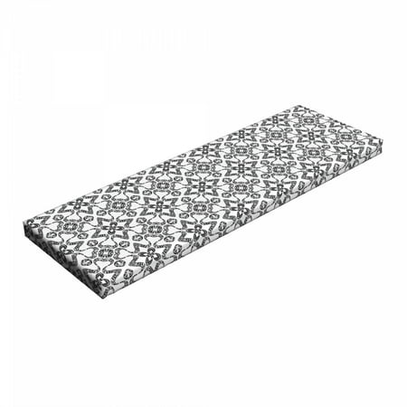

Black and White Bench Pad Portuguese Azulejo Tiles Pattern with Monochrome Flowers European Design HR Foam Cushion with Decorative Fabric Cover 45 x 15 x 2 Black White by Ambesonne
