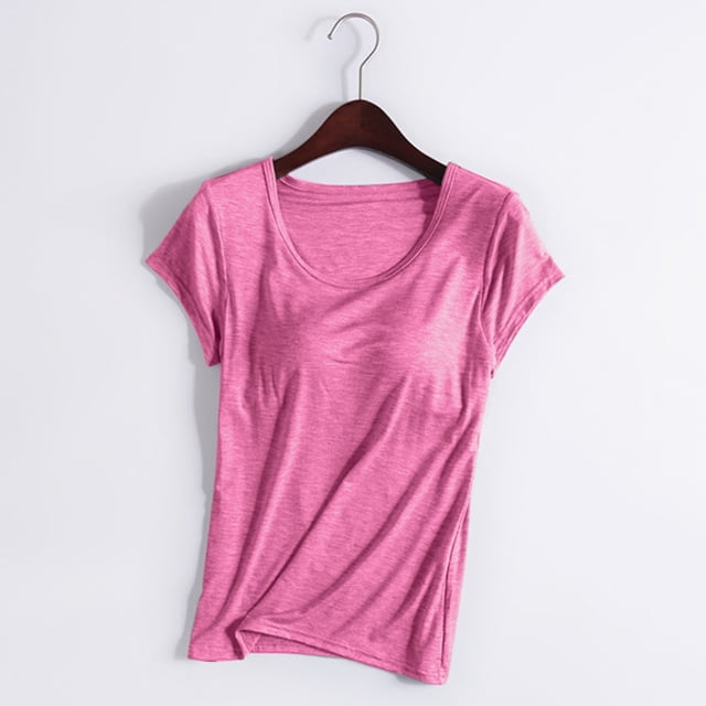 Neewe Tank Top for Women with Built-in Padded Bra Short Sleeve Shirt Cotton Linen Soft Pajamas Daily Outfits