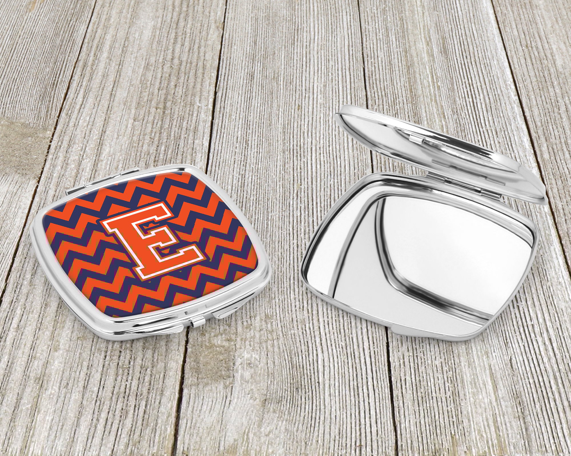 thumbnail image 3 of Letter E Chevron Orange and Blue Compact Mirror CJ1042-ESCM, 3 of 4