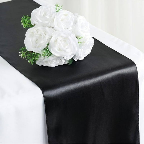 Efavormart Premium SATIN Table Top Runner For Weddings Birthday Party Fit Rectangle and Round Table 12" x 108"  Black