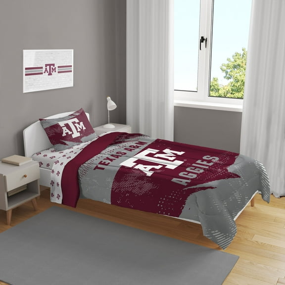 Texas A&M Aggies Slanted Stripe 4-Piece Twin Bed Set