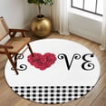 thumbnail image 2 of Round Rug 7Ft Washable Non-Slip, Valentine's Day Circle Area Rugs for Living Room Bedroom, LOVE Romantic Red Roses Black Buffalo Plaid Indoor Floor Mats Carpet Runner for Home Decor Aesthetic, 2 of 8