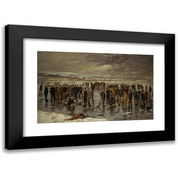 Charles Martin Hardie 14x11 Black Modern Framed Museum Art Print Titled - Curling at Carsebreck