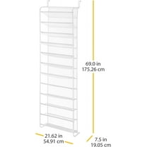 Over the Door Shoe Organizer - Holds  to 36 Pairs - Metal & Mesh - White