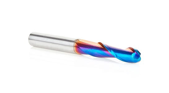 Amana Tool 46369-K SC Spektra Extreme Tool Life Coated Double Flute Up-Cut Ball Nose Spiral 1/16 R x 1/8 D x 1/2 CH x 1/4 SHK x 2 Inch Long Router Bit