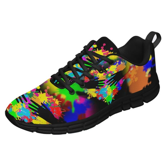 Paint Splatters Shoes for Men Women Running Sneakers Breathable Casual Sport Tennis Shoes Black Size 3.5