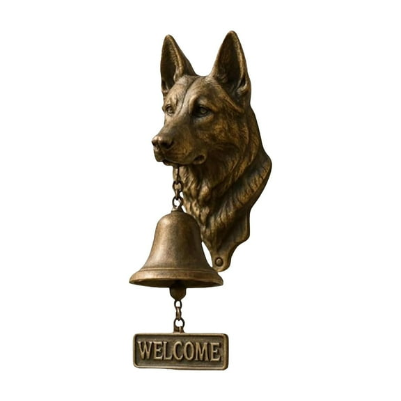 BingTong Door Bell, Various Dog Welcome Doorbell, Vintage Wall-Mounted Decorative Cast Iron/Resin Hanging Bell, for Porch, Front Door & Garden - Pet Lover 1-B