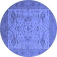 thumbnail image 1 of Ahgly Company Machine Washable Indoor Round Oriental Blue Industrial Area Rugs, 4' Round, 1 of 4