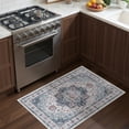 thumbnail image 3 of Roxstand 2'x3' Washable Entryway Rug, Vintage Non Slip Stain Resistant Small Accent Throw Kitchen Rugs, Blue, 3 of 10