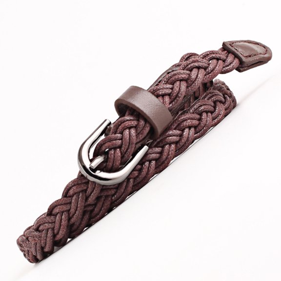 Miorin Unisex Elastic Fabric Belt for Jeans Pants Under $ 5, Stretchy Braided Belt for Women Men, Elasticated Braided Stretchable Belt with Metal Buckle, Brown Belt