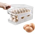 thumbnail image 1 of 1 soporte para huevos para refrigerador, cajas automáticas para enrollar huevos, recipientes para huevos de doble capa con tapa y diseño deslizante aptos para la mayoría de los refrigeradores, 1 of 5