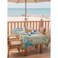 thumbnail image 2 of Outdoor Table Cloth with Umbrella Hole and Zipper, Teal Sea Turtle Coastal Waterproof Rectangle Tablecloth 60"x102", Vintage Summer Beach Seaweed Washable Table Cover for Outside Party Patio Picnic, 2 of 8