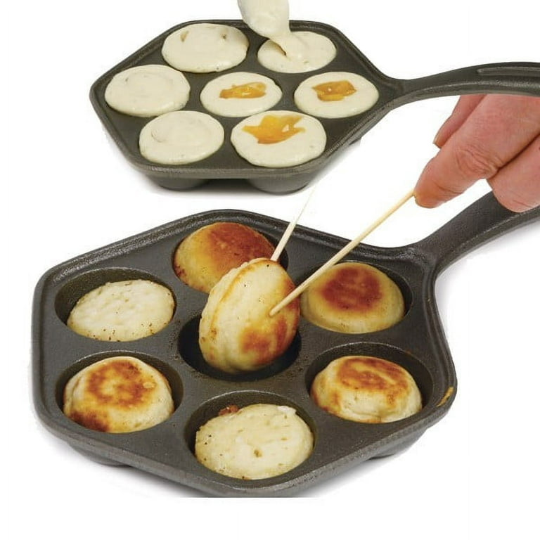 Norpro Cast Iron Danish Aebleskiver Pan Makes 7 Filled Pastries 6.5 2-Pack