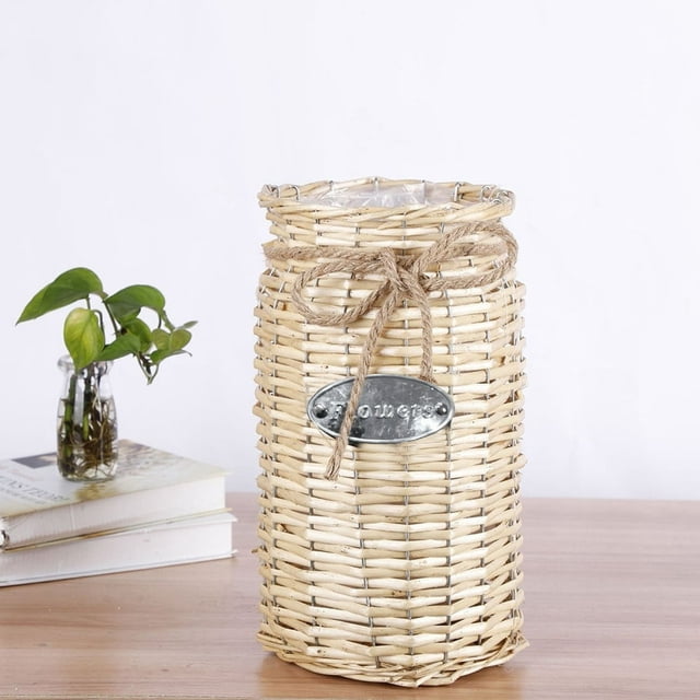 Wicker Woven Storage Basket Flower Plants Straw Pots Home Decor