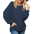 thumbnail image 4 of JuneFish Women Crewneck Sweatshirts Long Sleeve Tops Casual Loose Slit Pullover Fall Tops, 4 of 5