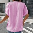 thumbnail image 5 of T Shirts for Women Casual Solid Color Button V Neck Plus Size Short Sleeve Tee Summer Tops, 5 of 5