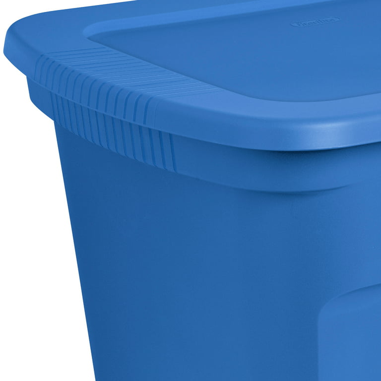 Sterilite Lidded Stackable 18 Gallon Storage Tote Container, Blue, 16 Pack
