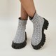 thumbnail image 4 of Zapatos Botines para mujer Calcetines transpirables de punto informales simples para mujer zapatos con parte inferior gruesa botas de talla grande con punta redonda botines botas (White 7.5), 4 of 7