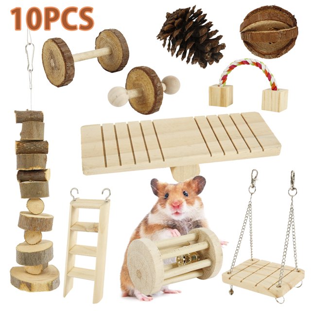 Muyoka 10 Uds. De juguetes para masticar hámster, Chinchilla, juguetes para masticar, accesorios, rodillo para el cuidado de los dientes, juguete Molar para jerbo, rata, conejillo de indias Muyoka Hogar