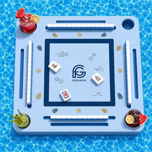 Floating Mahjong Table for Pool, 2-IN-1 Waterproof 31.5" Floating Game Tray for Poker, Cards, Dominoes, Adults for Pool, Beach, Hot Tub & Summer Party