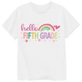 thumbnail image 4 of Arlun First Day of School Short Sleeved T-Shirt for Girls Fashionable Fifth Grade Back to School Outfits Casual Crewneck Soft Cozy Cute Colorful Letter Print Graphic Tees 120, 4 of 4